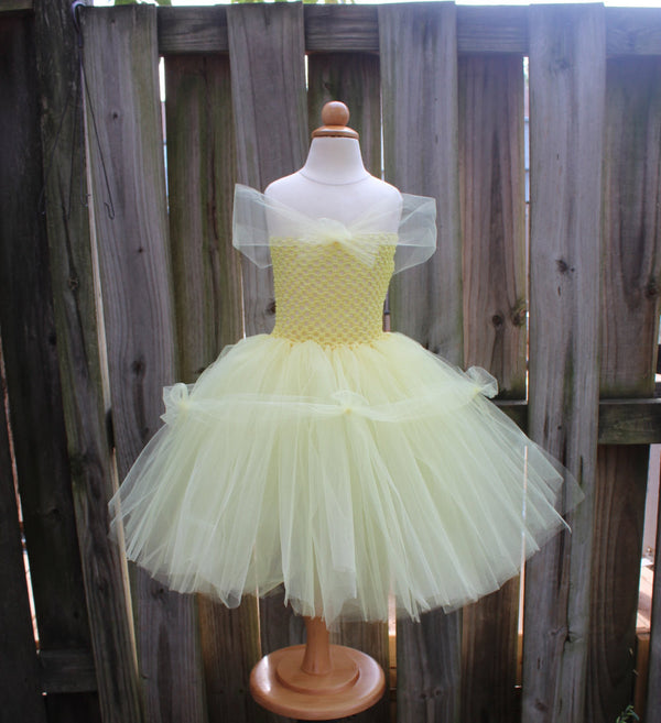 Princess Belle Tutu Dress Costume - Fully lined crochet top sizes 4T and up