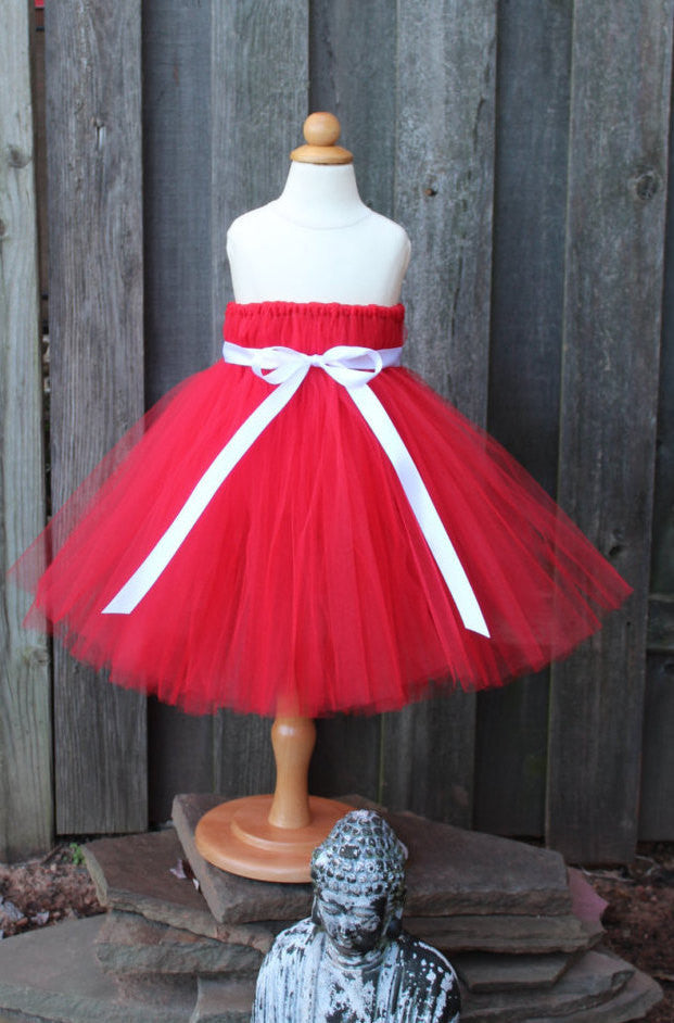 Vibrant Red Tutu Dress, Valentines Day Tutu Dress - Fully lined top sizes 4T and up