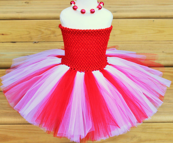 Red and White Tutu Dress - Fully lined top sizes 4T and up