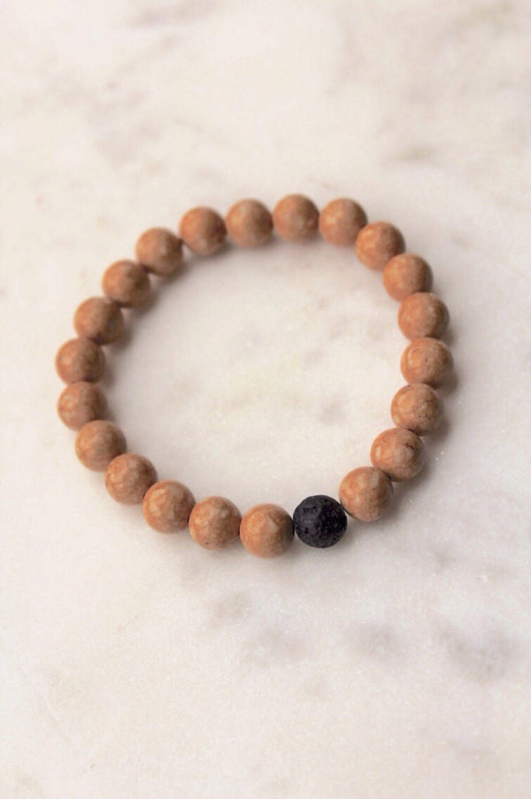 Natural Riverstone and Lava Rock Bracelet