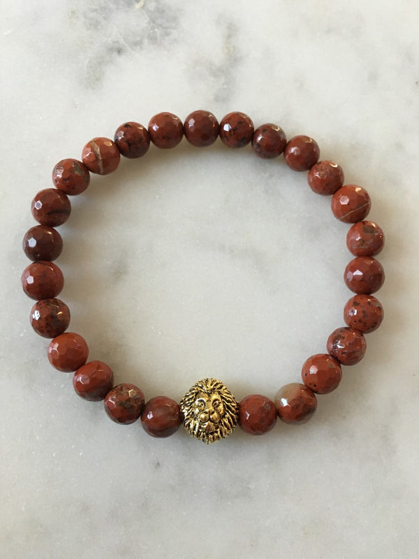 Red Jasper Lion Head Bracelet