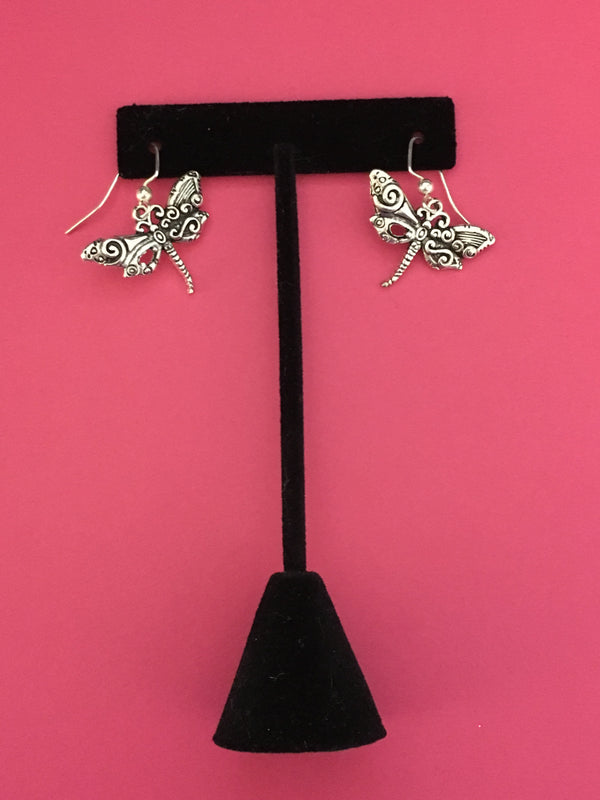 silver dragonfly earrings